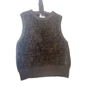 Sparkly Black Knit Sweater Vest Womens XL Metallic Sparkle Glitter Shimmer